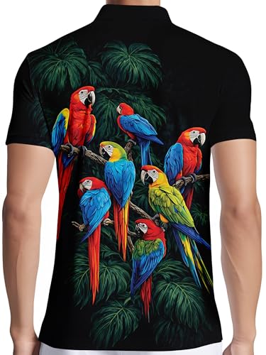 Image of PAGYMO Funny Golf Shirts for Men Crazy Printed Pattern Novelty Moisture Wicking Performance Mens Polo Shirt