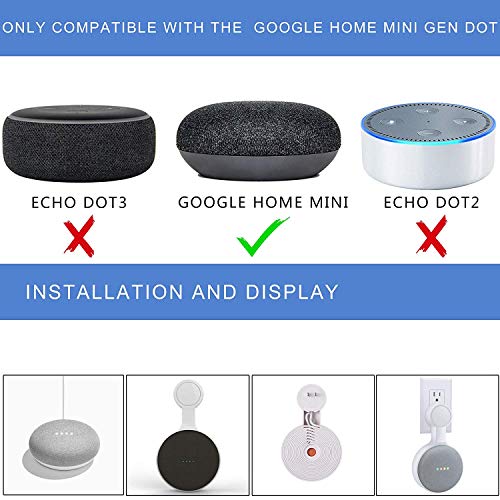 Outlet Wall Mount Holder Stand Hanger Fit for Google Home Mini Voice Assistant,A Space Saving with Cord Management for Smart Speakers,Hide Messy Wires,Place on Kitchen, Bedroom (Set of 2 White)