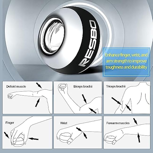 All Metal Gyro Ball, Auto Start Wrist Ball Hand Strengthener Wrist Exerciser