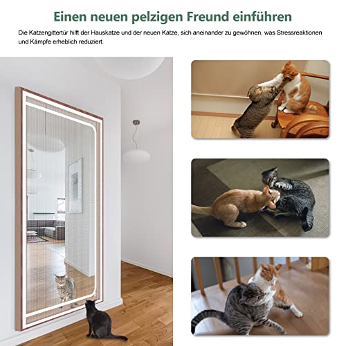 Katzengittertür Passend für Türgröße 90cm x 200cm, Haustiersichere Fliegengittertür, Katzen an der Flucht hindern, Katzengitter für die Einführung Neuer Katzen