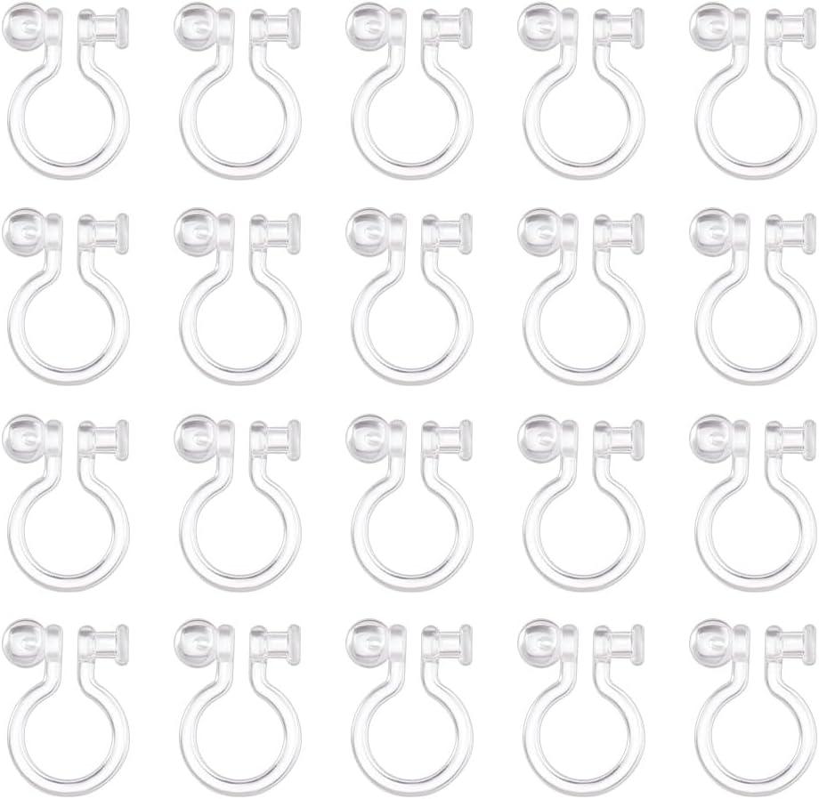 arricraft 100 Pcs 4 Styles Resin Earring Components Clear Clip-on Earring Converter Clip-on Earring Findings for DIY Non Pierced Earring Making Supplies