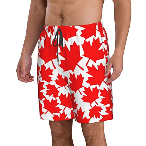 Men's Maple Leaf Canada Beach Board Shorts Swim Trunks Quick Dry Mesh Lining Swimwear
