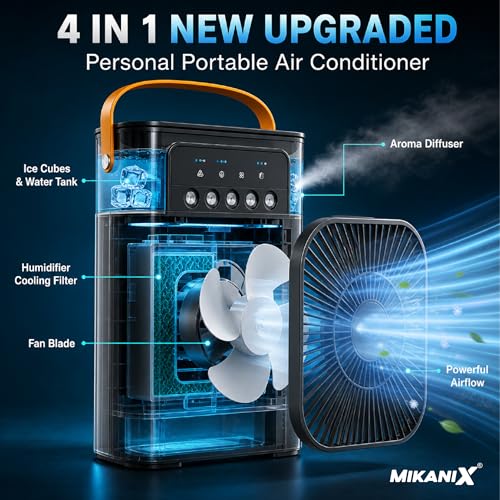 Image of MIKANIX Mini cooling Fan for Room, Kitchen, Home & Office Desk | USB Cable, 3 Wind Speed Mode With Cooling Mist Fan (BLACK)