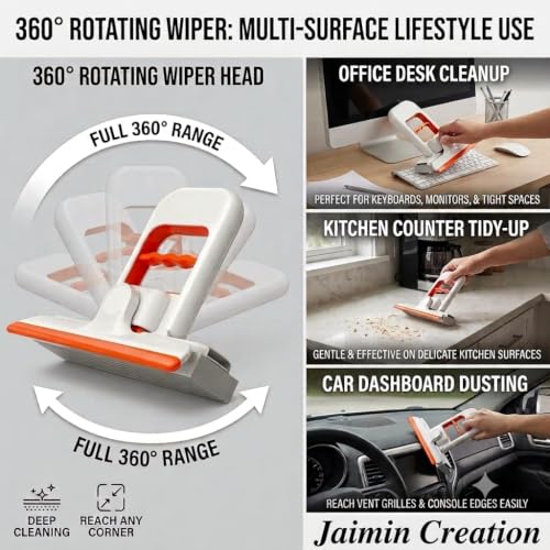 Image of Foldable Mini Wiper Mop|2 in 1 Dry and Wet Cleaning|360 Rotating Wiper Desktop Mop for Kitchen Counter Table Office Desk Car|Self Wringing No Wet Hands|Reusable Microfibre Cleaning Pad