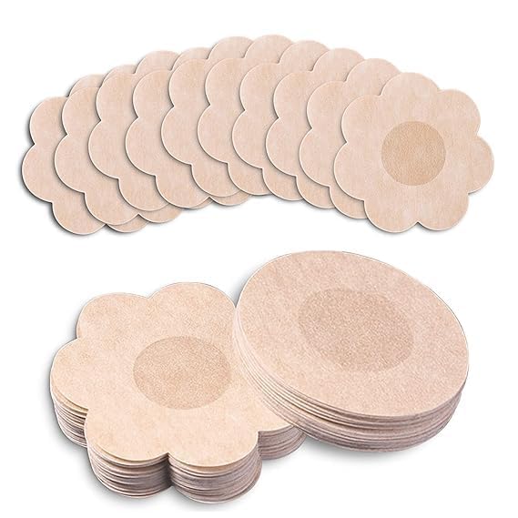 Disposable Nipple Covers, Flower Shape, Beige, Adhesive Pasties, Multi-Pack (Pack of 10)-image-43