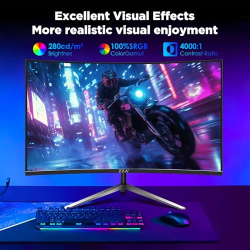Image of ZZA 32 Inch Curved Gaming Monitor, 240Hz High Refresh Rate, FHD 1920x1080P, Curved 1500R, HDMI 2.0 /DP1.4, 1ms MPRT, HDR, FreeSync, VESA Compatible, Tilt Adjustable