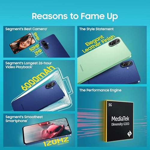Image of Samsung Galaxy F70e 5G (Spotlight Blue, 128 GB) (6 GB RAM) | 6000 mAh Battery | Dimensity 6300 | Octa Core Processor | 6.74 inch PLS LCD Display |