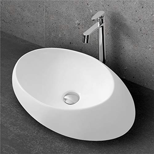 Kemjo Table Top Wash Basin for Bathroom | Counter Top Wash Basin/Sink for Living Room with Pop up Drain (14.6 x 20.3 x 5.5, SOFI (BT-03))