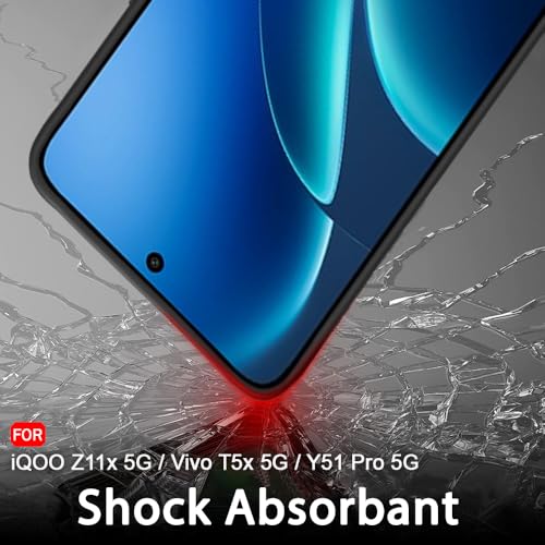 Image of TheGiftKart Sleek Back Cover Case for iQOO Z11x 5G / Vivo T5x 5G / Vivo Y51 Pro 5G | Slim Fit Protective Design | Ultra Matte Finish | Camera Protection Bump | Soft Silicon Back Case (Silicone, Black)