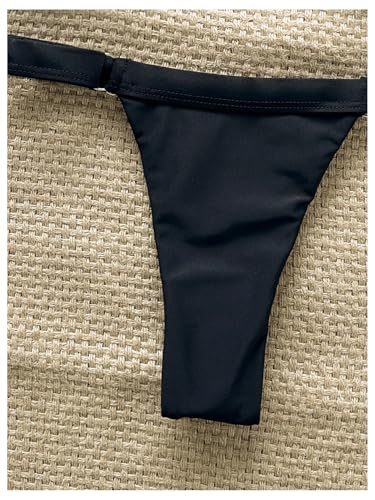 SHENHE Women's Strapless Swimsuits 2 Piece High Cut Cheeky Thong U Wire Bandeau Bikini Set4