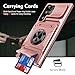 Furiet Phone Case for Samsung Galaxy S25 Ultra 5G with Tempered Glass Screen Protector Card Slot Ring Stand Shockproof Bumper Hybrid Two Layer Defender for S25Ultra 25S S 25 25Ultra 6.9 2025 Rose Gold