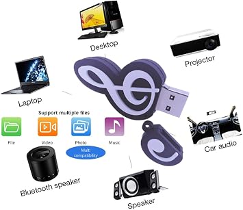 128GB Cartoon Lovely Music Note USB Falsh Drive Memory Stick