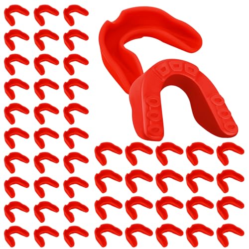Frienda 50 Pcs Youth Football Mouth Guards Bulk Mouthpiece, Red
