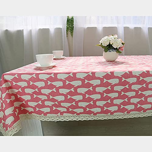 Nappe coton lin rose rectangulaire 140x220 décorative de cuisine
