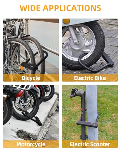 Image of NDakter Bike Locks Heavy Duty Anti Theft, Bicycle U Lock for Ebike, 18mm Shackle with 3 Keys for Electric Escooter, Mountain & Folding Bike, Tri-Bike Wheel Lock Sturdy
