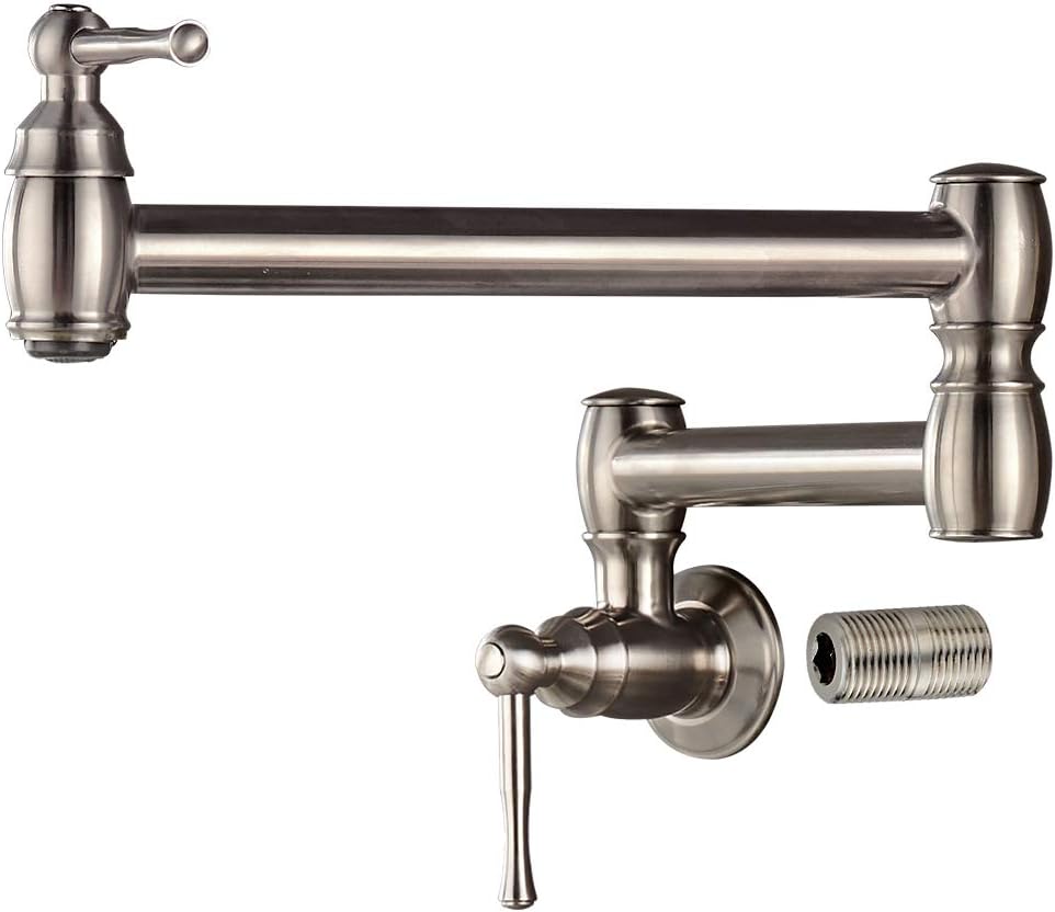 Stainless Steel Pot Filler Faucet Wall Mounted Folding Stretchable,Brushed Nickel,918BN,HAOXIN