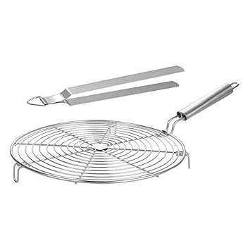 Glans Stainless Steel Roti Roaster Combo with Chimta | Steel Roasting Net & Tong Set | Papad, Chapati, Roti, Chicken Grill | Durable Wire Mesh Gas Stove Roaster