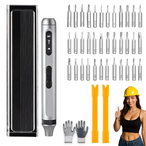 E1 Max 3.7V Mini Screwdriver, 2026 New 44-in-1 Precision Screwdriver Set, Manual Magnetic Screwdrivers Set with Chuck & 40pcs Bits, Repair Tool Kit for Electronics Phone Camera Laptop Watch (Electric)