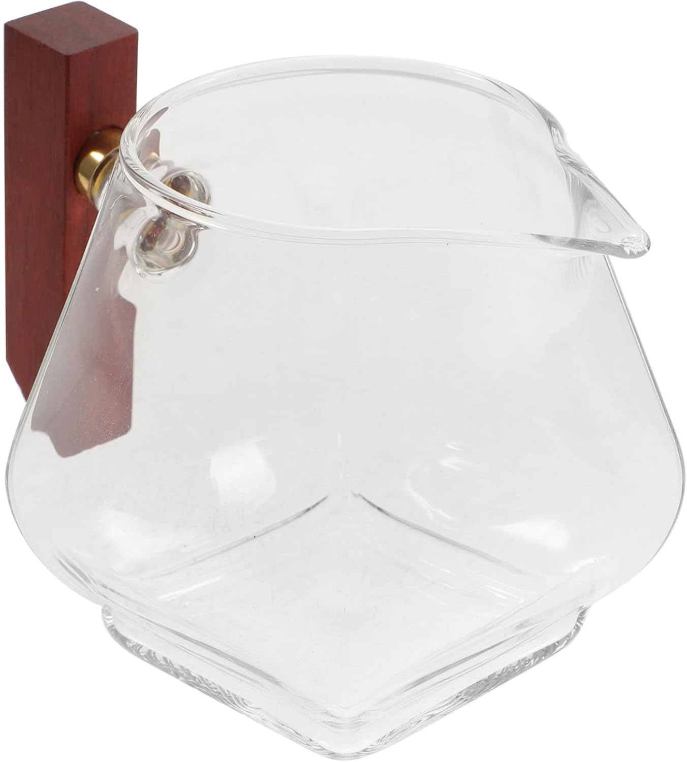Glass Tea Gravy Boat with Wooden Handle for Serving Sauces