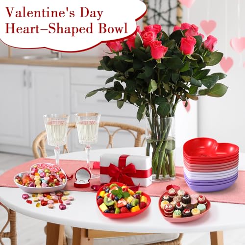 Ceenna 12 Pcs Valentine's Day Heart Shaped Bowls 6.1 Inch Plastic Heart Candy Dishes Dessert Snack Appetizer Plates for Valentine Wedding Fruits Salad Candy Dessert Kitchen Cooking Party Supplies by Ceenna - Image 5