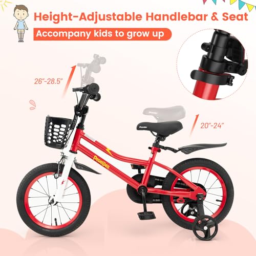 Image of BABY JOY Kids Bike, 12 14 16 18 Inch Boys Girls Bike for 3-8 Years w /Training Wheels, 20 Inch Children Bicycle for 8+ Teens w /Kickstand, Handbrake, Coaster Brake & Removable Basket, Sporty Bicycle