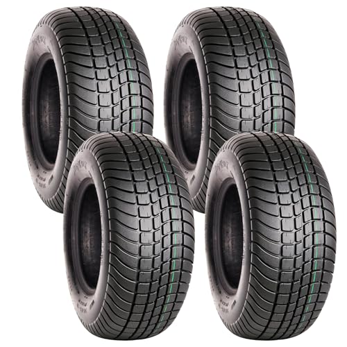 Set 4 Wolf Pack 205/65-10 Golf Cart Tires Non-Directional Tubeless Tire Multi-Terrain Tire with Superior Traction and Mud-Resistant Self-Cleaning Tread Design for Long-Lasting Performance