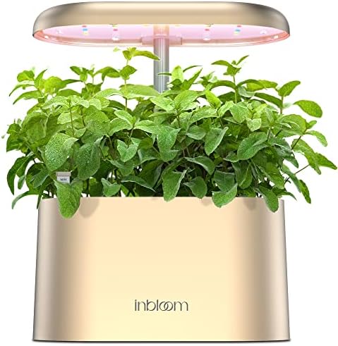 inbloom Hydroponics Growing System, Upgrade Indoor Herb Garden 3.0 with More 20% Red Grow Light, Plants Germination Kit, No Installation, Height Adjustable, Automatic Timer, Gifts for Father - Gold