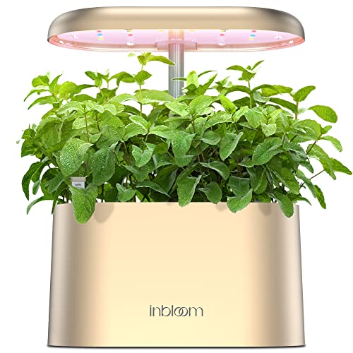 Inbloom Hydroponics Growing System, Upgrade Indoor Herb Garden 3.0 With More 20% Red Grow Light, Plants Germination Kit, No Installation, Height Adjustable, Automatic Timer, Gifts For Father - Gold #TOP21