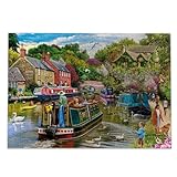 Gibsons River Retreat 500 Piece Jigsaw Puzzle Beautiful Colourful Artwork Canal Boats Nostalgic Sustainable Jigsaw Puzzle for Adults Teens Premium 100% Recycled Board Great Gift | Gibsons Games - Image 8