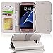 Galaxy s7 edge Case, Arae [Wrist Strap] Flip Folio [Kickstand Feature] PU leather wallet case with ID&Credit Card Pockets For Samsung Galaxy S7 edge (not for S7 beige-grey)