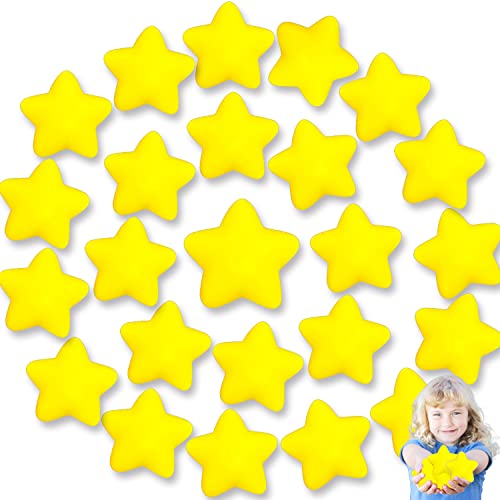 Xilanhhaa 24pc Star Stress Balls, Yellow Foam Squeeze Toys, Star Theme, Age 3+