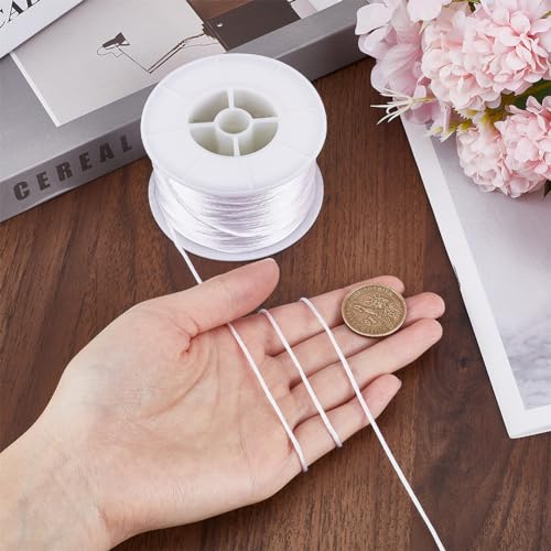 SUNNYCLUE 1mm 100Yards White Nylon Cord Satin String Rattail Macrame Trim Cord Chinese Knot Satin Rattail Silk Cord Silky Beading Thread Braided Nylon Satin String for Bracelet Making Kumihimo Craft - Image 3