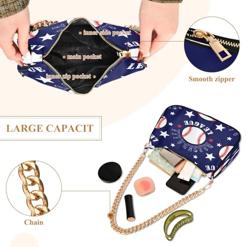 Shoulder Bag for Women Baseballs Tote Handbag Crossbody Bag with Zipper Closure4