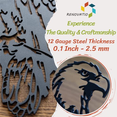 Renovatio Metal Bald Eagle Decor - Metal Birds Yard Decor - Metal Bird Tree Stake & Outdoor Eagle Decorations - Metal Birds For Trees - Bald Eagle Gifts For Men - Metal Yard Art Outdoor And Garden #TOP4