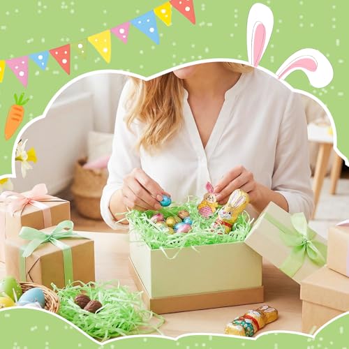 Ostergras Grün 200g aus Papier – Umweltfreundliches Füllmaterial Geschenk & Geschenkbox – Geschreddertes Papier für Ostern Grass Deko, Körbe, Nester & Verpackungen (Grasgrün)
