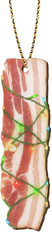 2 Side Wooden Bacon Christmas Ornaments 2025, Funn