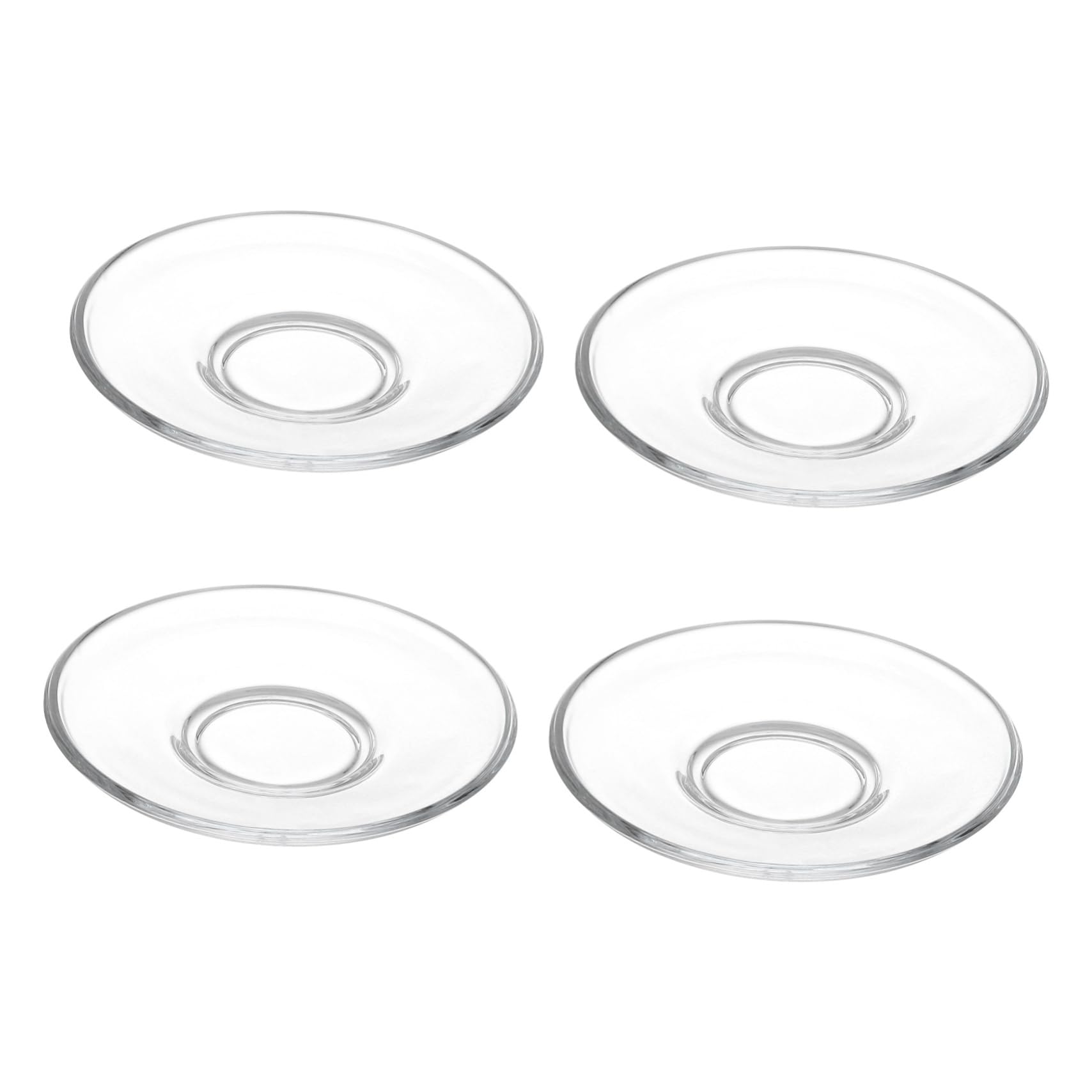 FUNOMOCYA Heatproof Glass Saucers Plates 4pcs Set for Tea Coffee Snack Kitchen Tableware