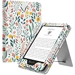 MoKo Case Fits all-new 6" Kindle (11th Generation, 2024/2022 Release)/ Kindle (10th Gen,2019)/kindle (8th Gen, 2016), Ultra Lightweight PU Shell Cover with Auto Wake/Sleep for Kindle 2024, Flowers