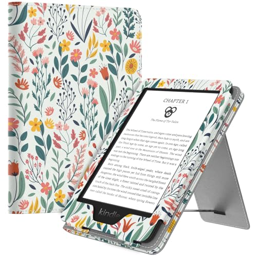 MoKo Case Fits all-new 6 Kindle (11th Generation 2024/2022 Release)/ Kindle (10th Gen 2019)/kindle (8th Gen 2016) Ultra Lightweight PU Shell Cover with Auto Wake/Sleep for Kindle 2024 Flowers