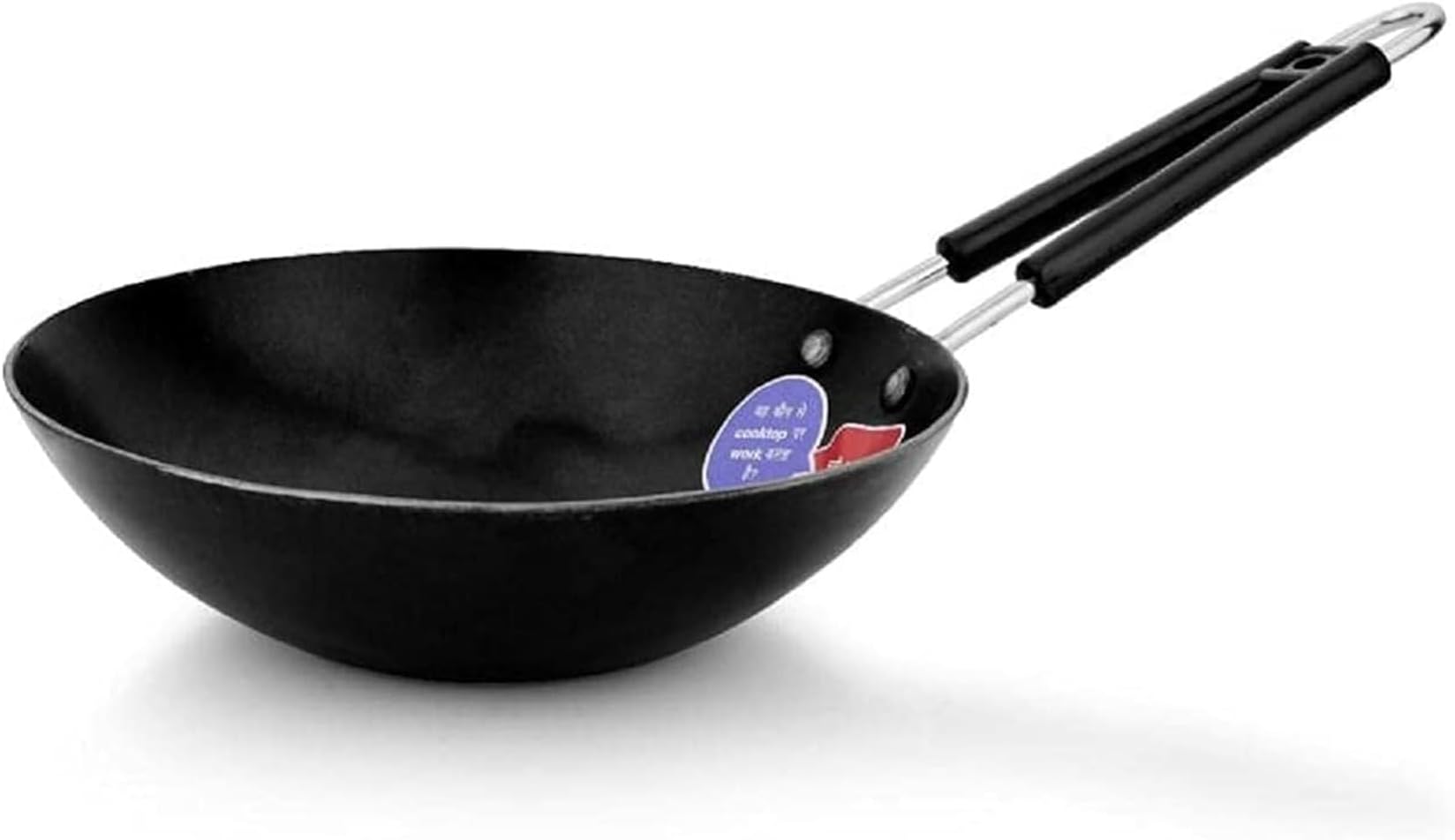 TimBuk2 Raw Iron Tadka/Fry Pan, Oil Heater 12 inch Long Dal Tadka Pan with Stainless Steel Handle 1.5 inch deep for Kitchen (Soute Pan Pack of 1)