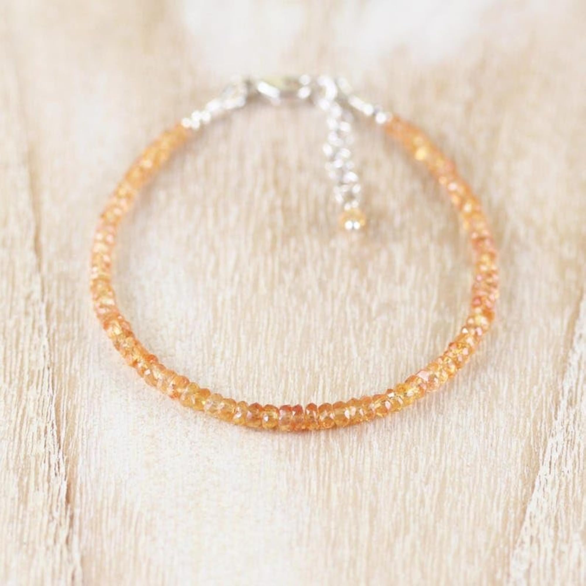 Padparadscha Sapphire Rondelle Beaded Bracelet, 3mm Multicolor Stones