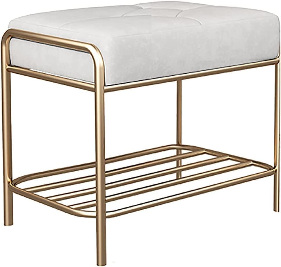 Banc à chaussures d'entrée design moderne meuble de rangement métal assise douce