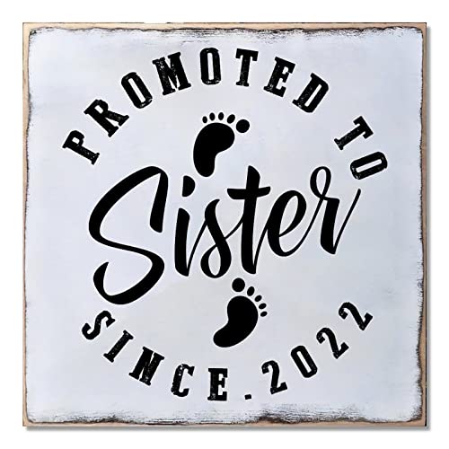 Plaque en bois Promoted To Sister Rimego panneau mural carré 40,6 cm