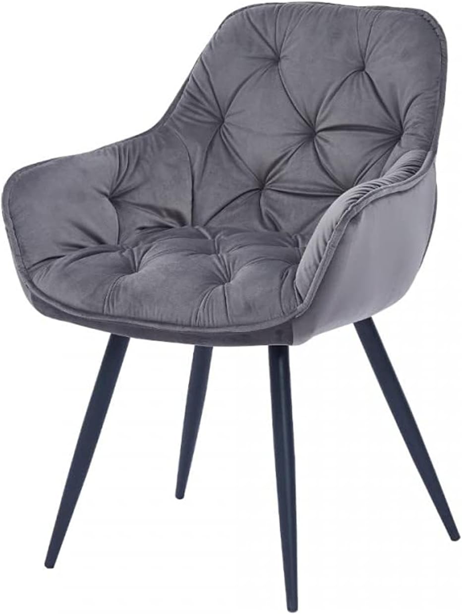 Umatou Velvet Living Room Chair Dining Room Fabric Chair With Black Legs For Restaurant Hotel and Office Visitor… (Grey)
