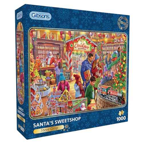 Image of Gibsons Santa's Sweetshop 1000 Piece Jigsaw Puzzle Christmas Jigsaw Sustainable Puzzle for Adults Premium 100% Recycled Board Great Gift for Adults