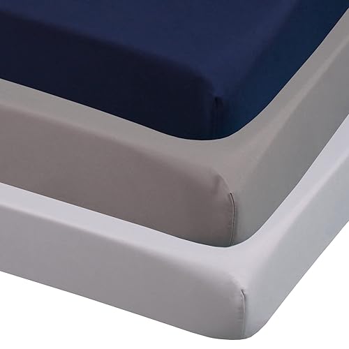 CaSaJa Juego de 3 sábanas bajeras para cuna, extrasuaves, transpirables, de 9 pulgadas de profundidad, para cama estándar de niño de 28 x 52