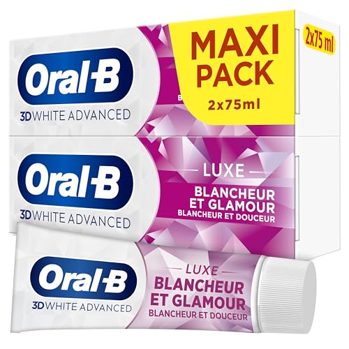 Oral-B Dentifrice Blancheur Glamour 3D White Advanced Luxe Perfection Contre Les Taches En Surface, Conçu Pour Un Brossage Des Dents Avancé, Arome Menthe...