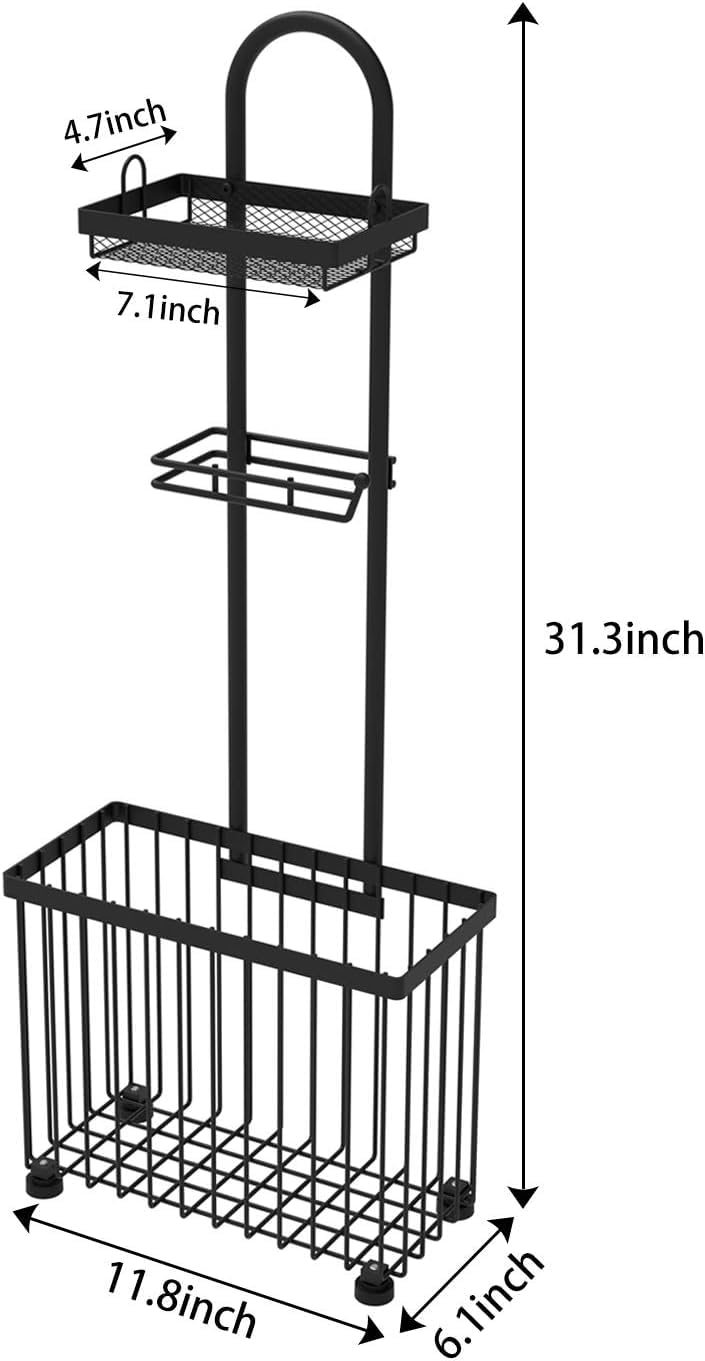 Portarrollos de papel higiénico con estante, soporte de papel higiénico de pie para revistas de baño, con soporte para tableta, para 6 rollos de papel higiénico, adecuado para baños e