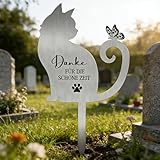 HUANR Marcadores Conmemorativos de Tumbas para Gatos, Estaca con Silueta de Gato Acero Inoxidable, Forma Gato Decoración de Lápidas de Cementerio Mascotas, para Conmemoraciones, Regalos, Decoraciones