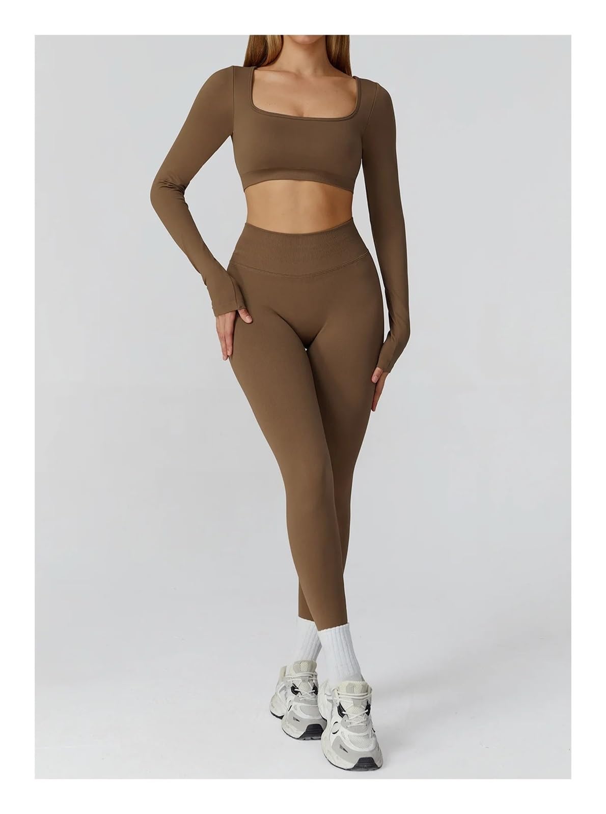 Maglietta Sportiva Senza Cuciture a Maniche Lunghe da Donna, Abbigliamento Sportivo, Fitness e Yoga Elastico per Yoga e Corsa